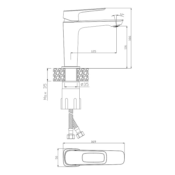 Однорычажный смеситель OLIVES Artis 06100AT для умывальника, товар из каталога Смесители - компания Вест картинка 2