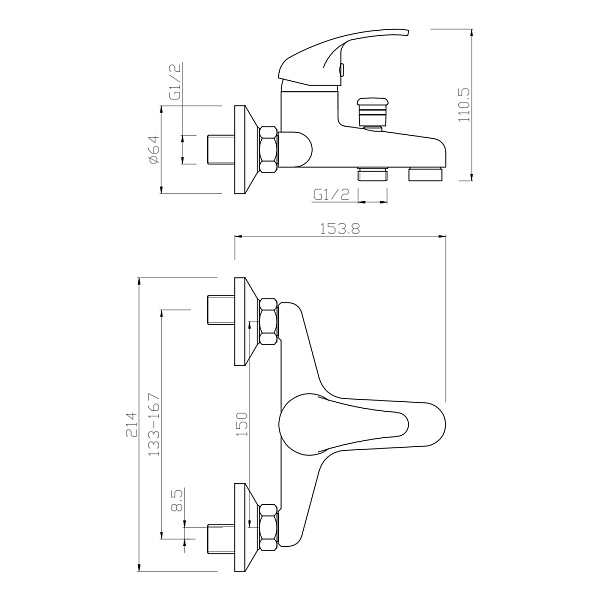 Однорычажный смеситель OLIVES Avila 02201AV для ванны, товар из каталога Смесители - компания Вест картинка 2