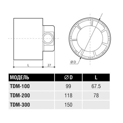 Вентилятор TDM 100, товар из каталога Вентиляторы вентиляционные - компания Вест картинка 2