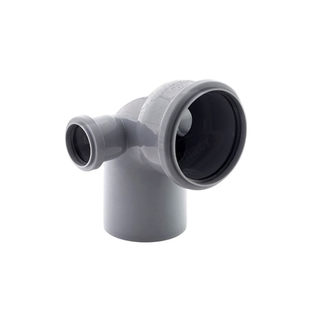 Отвод 110х87* с выходом 50мм левый для внутренней канализации РТП серый, товар из каталога Канализация - компания Вест