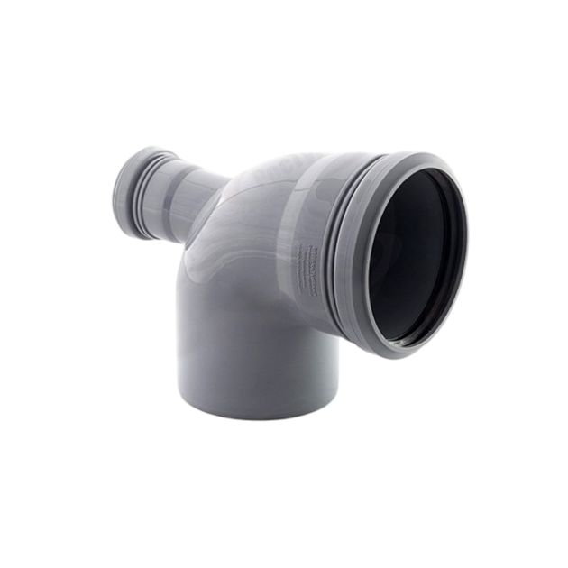 Отвод 110х87* с выходом 50мм фронтальный тыл для внутренней канализации РТП серый, товар из каталога Канализация - компания Вест