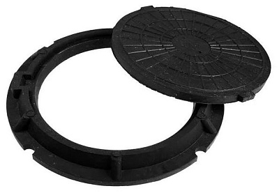 Люк круглый полимерно-песчаный 1,5т черный, товар из каталога Люки - компания Вест картинка 2