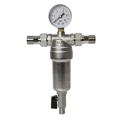 Фильтр самоочищающий с манометром 1/2"нар/нар 10 bar VRT