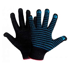Перчатки ХБ черные с ПВХ Точка 5 нитей 10 класс - компания Вест