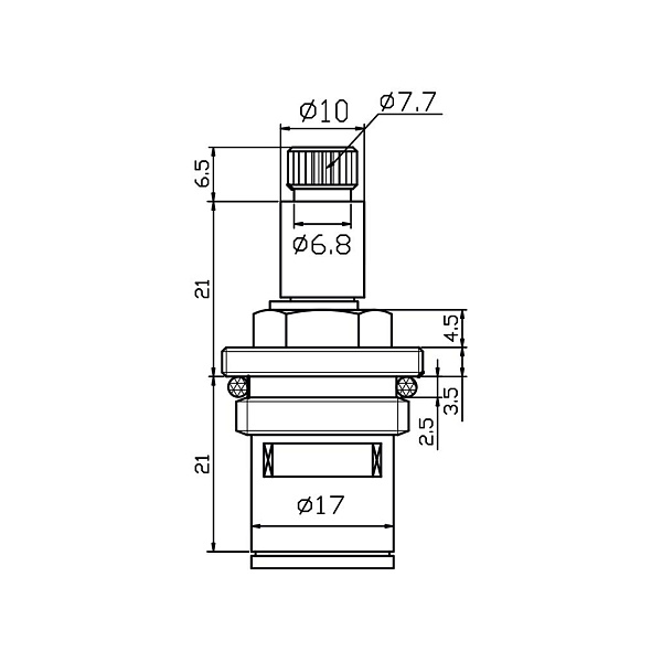 Букса 1/2 керамическая 20 шлицов OLIVES Catalona THS-002, товар из каталога Комплектующие для смесителей - компания Вест картинка 2