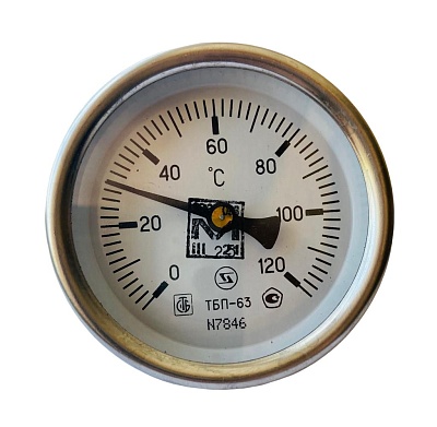 Термометр биметаллический L50 ТБП-63 120*С осевой, товар из каталога Запчасти для газовых котлов - компания Вест