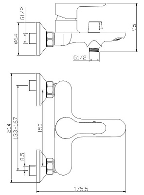 Однорычажный смеситель OLIVES Toledo 18201TD для ванны, товар из каталога Смесители - компания Вест картинка 2
