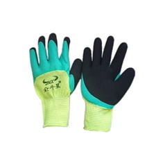 Перчатки нейлоновые зелено-черные Ноготки 9/L с резиновым добавлением - компания Вест