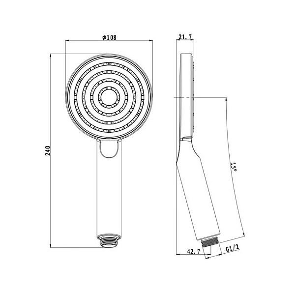 Лейка для душа OLIVES D188 1 режим, товар из каталога Комплектующие для смесителей - компания Вест картинка 2