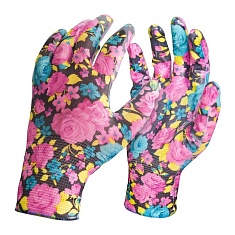 Перчатки нейлоновые садовые нитриловый обливные цветы 7006482 - компания Вест