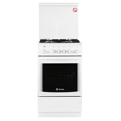 Плита комбинированная DeLuxe 5040.20 белая крышка чугунные решетки - компания Вест