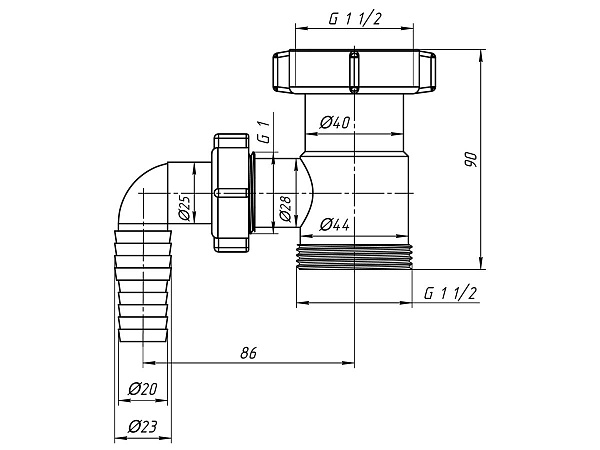 Отвод АНИ Пласт М110 для стиральной машины, товар из каталога Сифоны и гофры - компания Вест картинка 3